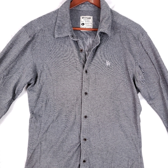 YoungLA Slim Fit Athletic Button Down Long Sleeve Dress Shirt Men L - Picture 2 of 8